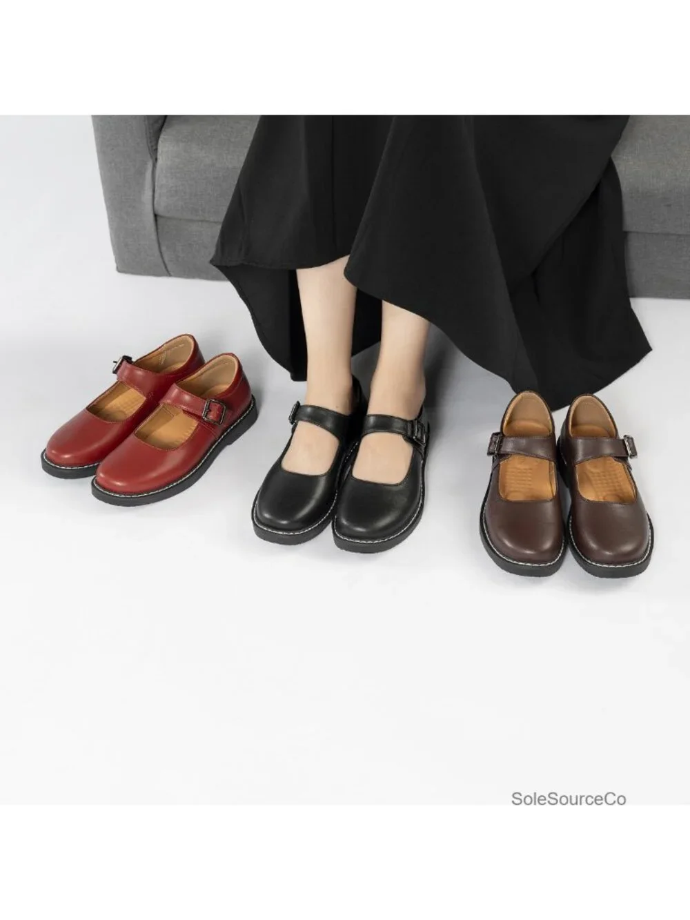 Mary Jane Oxford Shoes Women's Comfort Work Flats Leather Slip Resistant